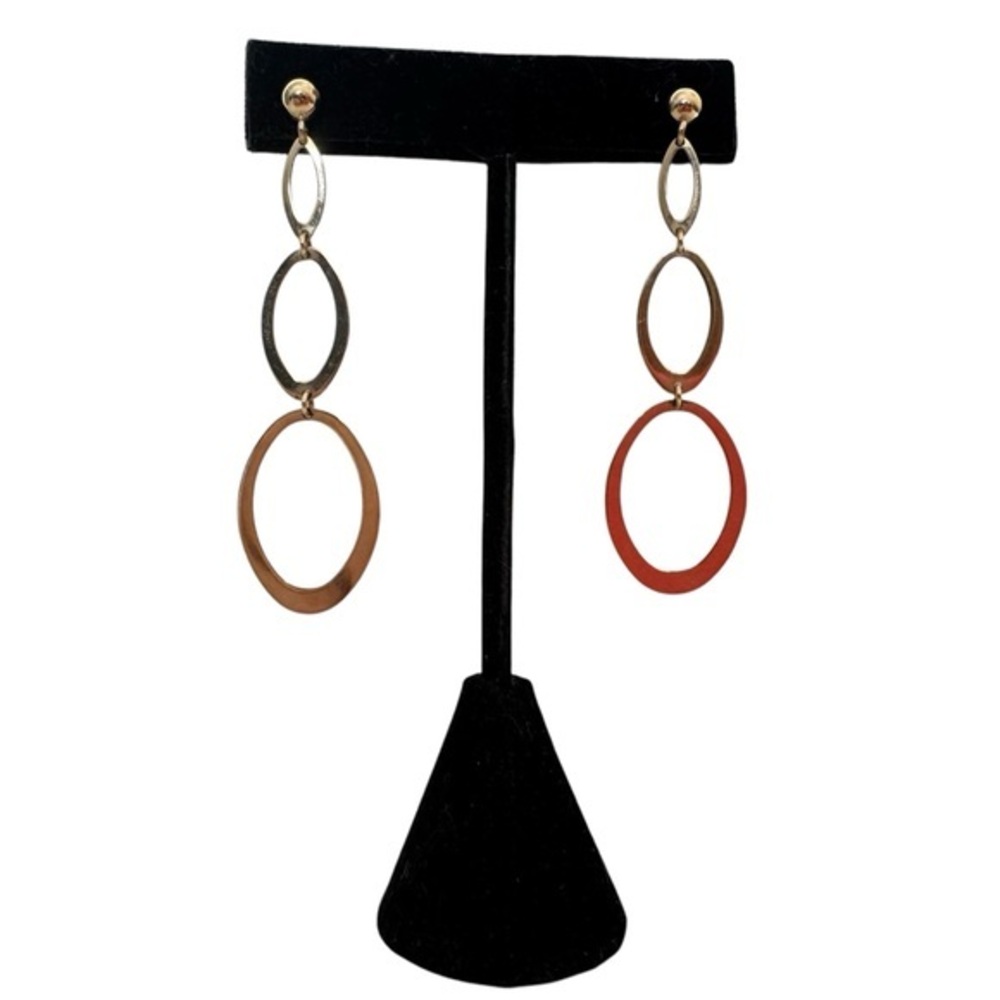 Vintage EternaGold SOLID GENUINE 14k yellow GOLD triple drop hoop earrings